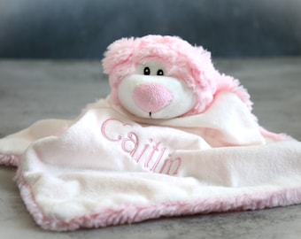 Personalizowany kocyk, przytulanka dla dziecka, MIŚ KOMFORTOWY, kocyki dla niemowląt / prezent na baby shower / zabawki dla pierwszego dziecka / spersonalizowany kocyk, prezent dla dziecka