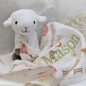 Baby shower gift, Baby Comforters , Personalised Muslin comforter, snuggler , Baby comforter, Baby blanket, Baby snuggle , Comforter
