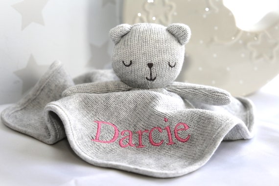 Newborn Baby Comforter Baby Blanket Personalised Baby Knitted Teddy Bear Baby Shower Baby Comforters Soother Etsy