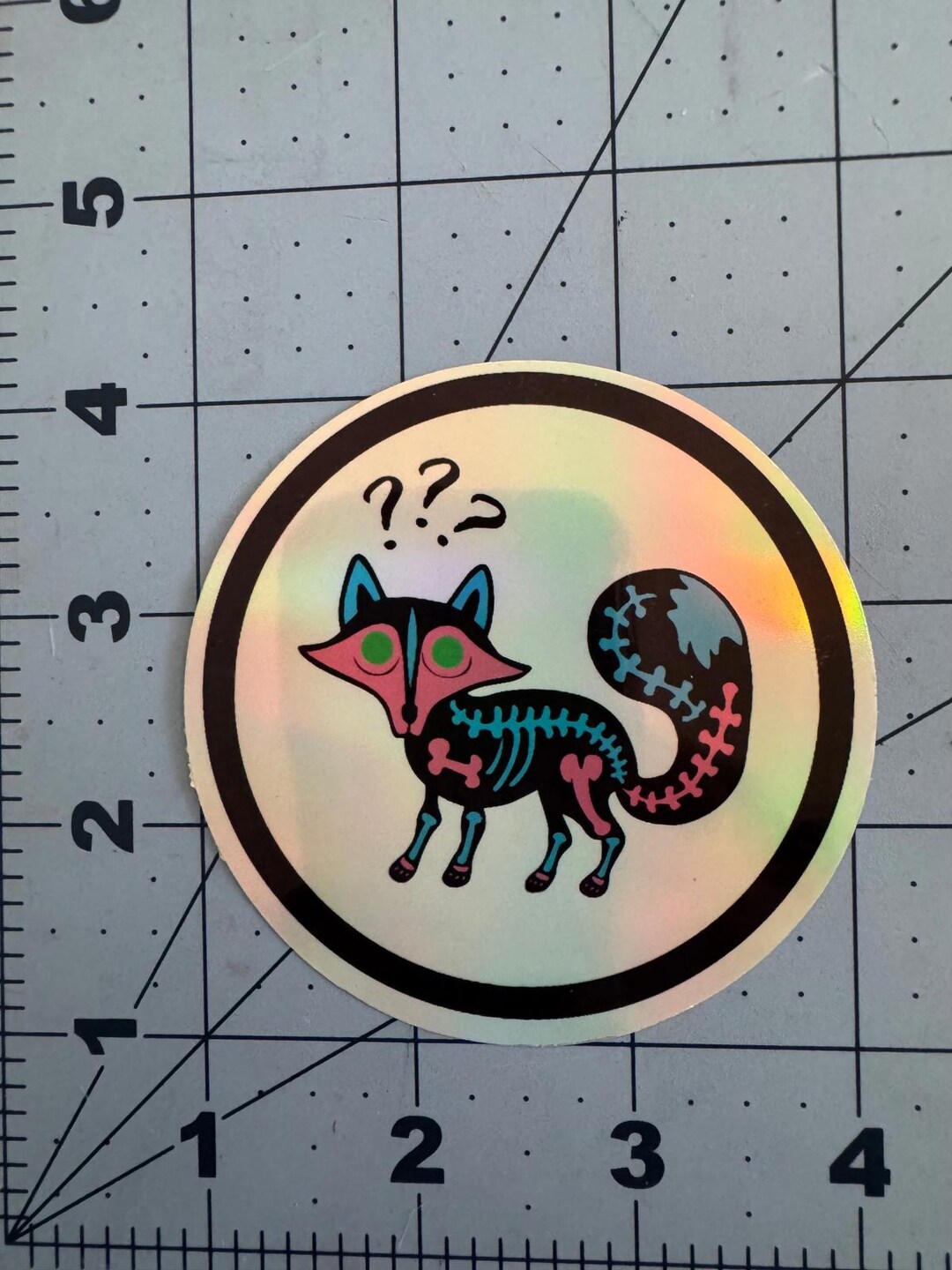 Confused Skeleton Fox Sticker – Holographic Daydream Daze - Etsy