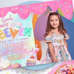 Seven is so sweet 7th icecream Birthday Einladung Donut Regenbogen Sprinkle Foto 0320