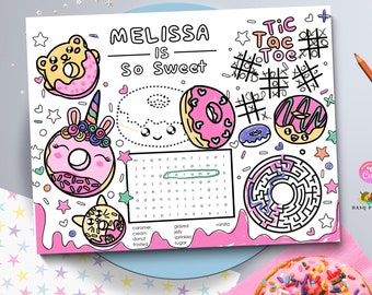 Donut Birthday Placemat Coloring Game Activity  0320