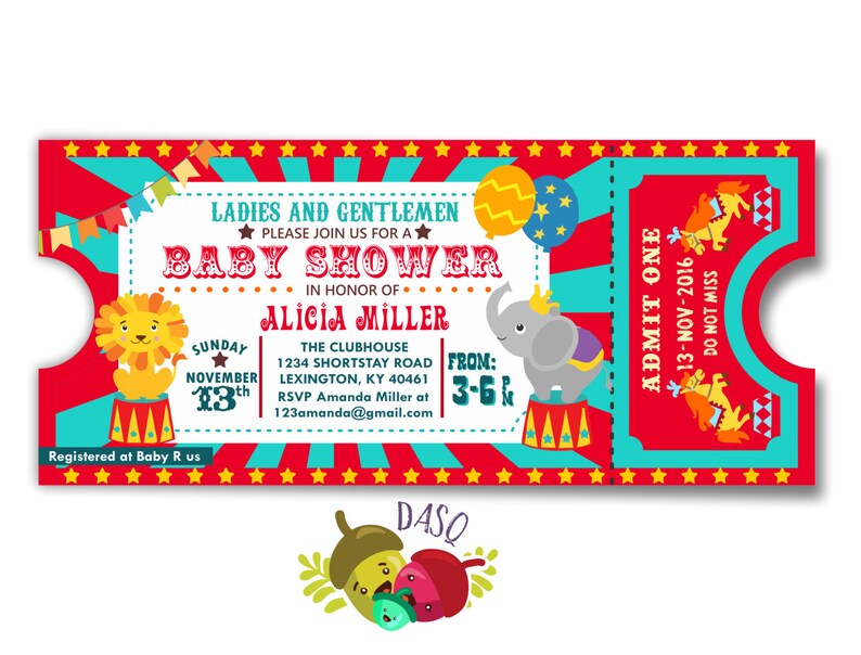 Circus Baby Shower Invitation Carnival Boy Image 0