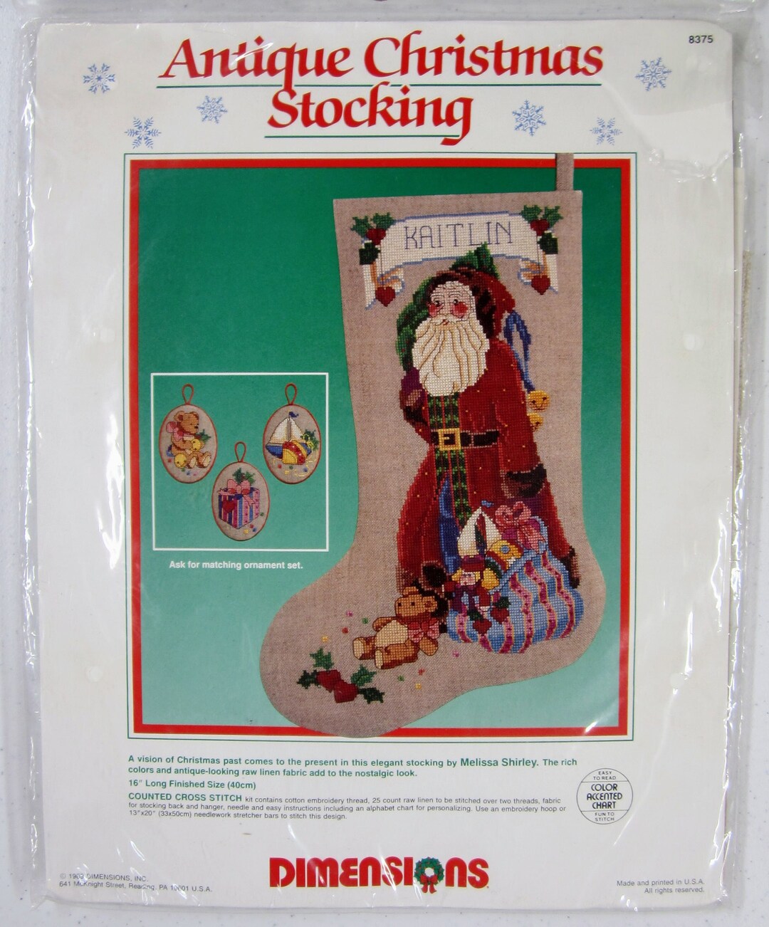 Dimensions Christmas Stocking Cross Stitch Kit 8375 Etsy