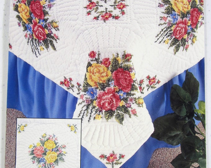 Nouveau kit artisanal estampillé Bucilla Tulips Quilt Blocks #63127