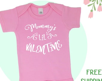 Personalized Lil Valentine CUSTOM NAME First Valentine's Day Baby Bodysuit, Soft Pink