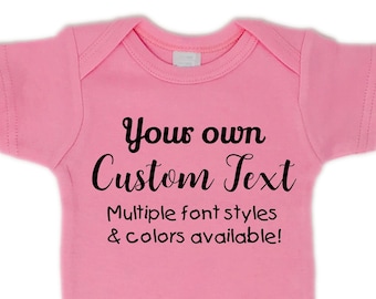 Custom Personalized Baby One-Piece Bodysuit | Any Text | Front and Back Options - Soft Pink