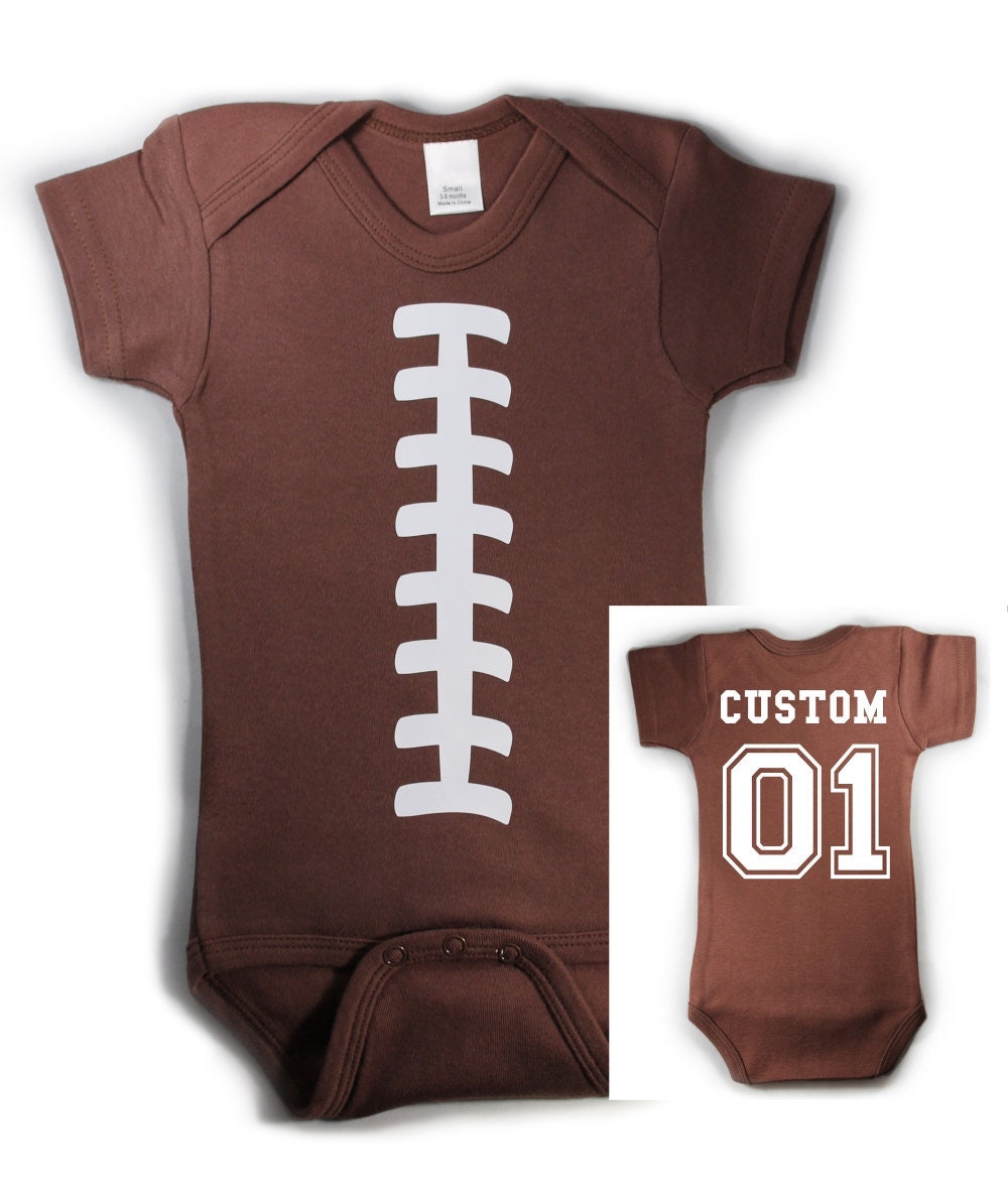 Personalized Football Baby Bodysuit - Custom Name & Number Newborn Gift 0-24 Months