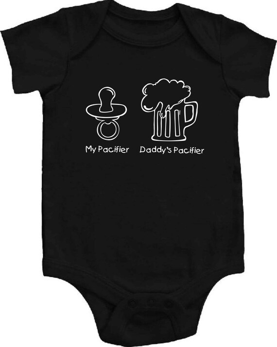 My Pacifier And Daddy Pacifier Onesie ORGANIC Cotton Romper Baby Shower Gift Fun 