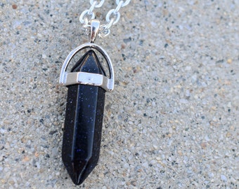 Blue Goldstone Chain Necklace