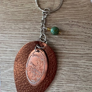 Frontierland Mickey Pressed Penny and Leather Key Chain