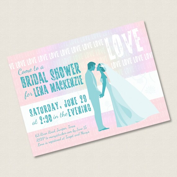Retro Rainbow Bridal Shower Invitation Design Etsy