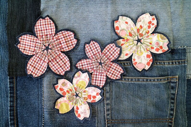 Hand Embroidered Patch Multicolor Bohemian Flower Patch Etsy