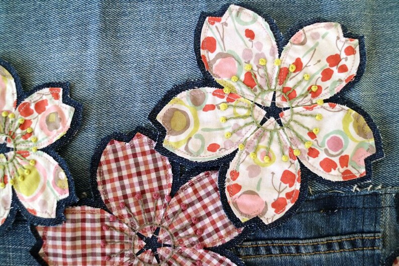 Hand Embroidered Patch Multicolor Bohemian Flower Patch Etsy