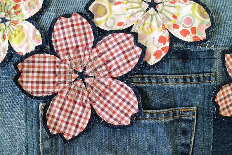 Hand Embroidered Patch Multicolor Bohemian Flower Patch Etsy