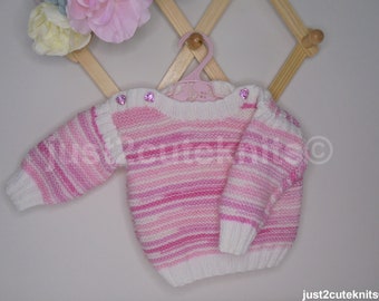 Handmade  Hand Knitted  Baby Girl Sweater Jumper Newborn Reborn Doll