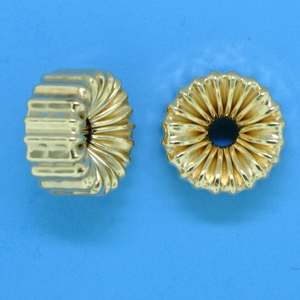 Item # 110 - 6mm 14/20 Gold Filled Corrugated flat rondelle, tire shape beads