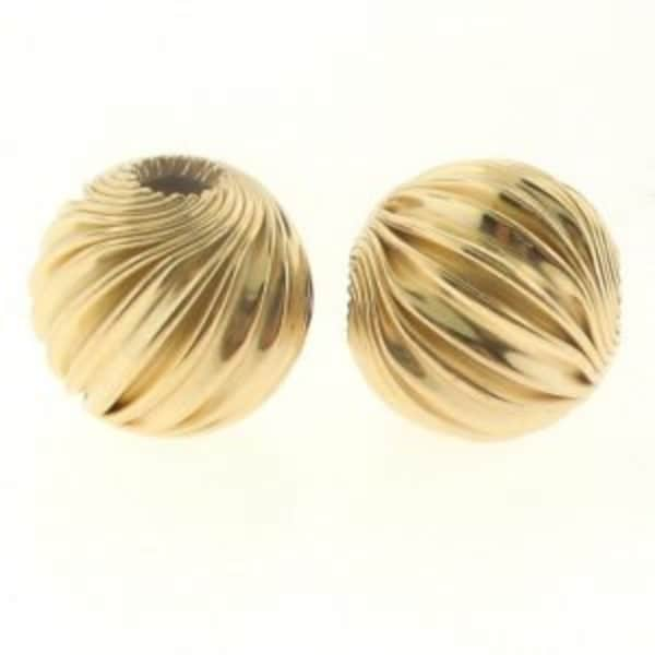 Gold Filled 14/20 Twisted Corrugated Bead, Gold Filled Fancy Round Beads, Gold Filled Bead, 14/20 14kt, Gold Filled wholesale beads