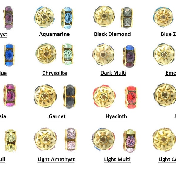 6mm Swarovski Rhinestone Rondelle, Spacer Beads, GENUINE Swarovski Crystal, Gold Plated Rondelle, Jewelry Making Beads