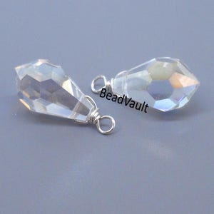 Crystal Drop Charm, Diamond Sparkle Crystal Charms, DIY Jewelry Making Supplies, Crystal Diamond Drop Charm, Destash Craft Supplies (H639)