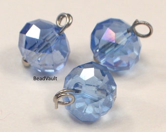 Blue Crystal Charm Dangles, Light Blue Crystal Jewelry Charm Supplies, Baby Blue Add On Dangle Charms, Jewelry Making Supply Destash (H14)