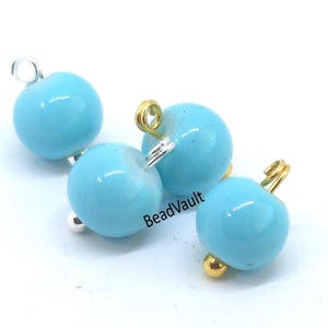 Turquoise Ball Bead Charms, Add On Jewelry Charm Dangle, Light Blue Charms For Jewelry Making,  Handmade Blue Dangles For Crafts (H803)