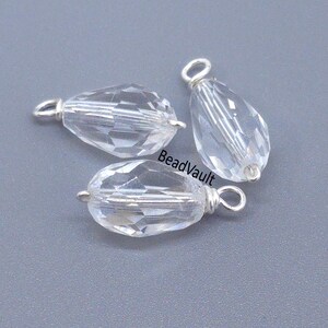 Crystal Teardrop Charm, Diamond Sparkle Crystal Charms, DIY Jewelry Making Supplies, Crystal Teardrop Charm, Destash Craft Supplies (H624)