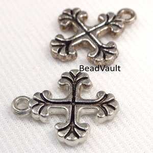 Antique Silver Cross Charms, Rustic Silver Textured Cross Charms, Jewelry Making Cross Charm Supplies, Destash Crosses (C189)