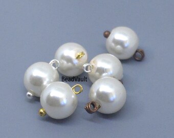 Pale Soft Pink Pearl Charm Dangles, Ball Bead Jewelry Charm, Light Pink Add On Charms, Craft Making Charms, Destash 8mm Bead Charms (H34)