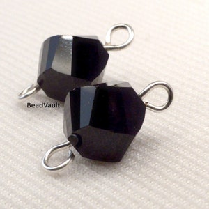Black Crystal Connector, Jet Black Crystal Add On Link, Jewelry Making Supply, Black Twist Jewelry Link, DIY Craft Supplies, Destash (H616)