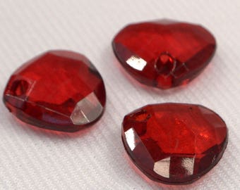 Vintage Red Beads, 4 Loose Red Resin Beads, Beads For Jewelry Making, Cherry Red Beads, Destash Red Beads (L8)