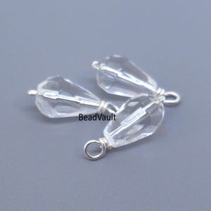 Teardrop Crystal Charms, Diamond Sparkle Crystal Add On Charms, DIY Jewelry Making Supplies, Clear Drop Dangles, Destash Craft Supply (H658)