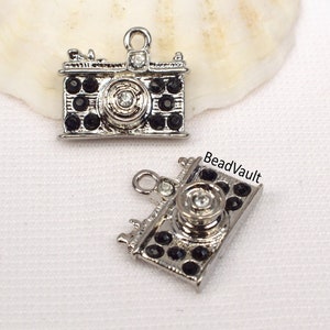 Camera Charm, Antique Silver Photographer Camera Charm, Add On Jewelry Making Supplies, Phone Charm Dangles, Craft Supplies, Destash (C258)