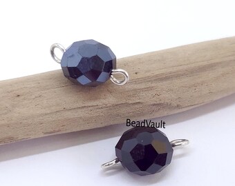 Conector de cristal negro, eslabones de joyería negros, extensor de joyería negro brillante, suministros para la fabricación de joyas, liquidación (H441)