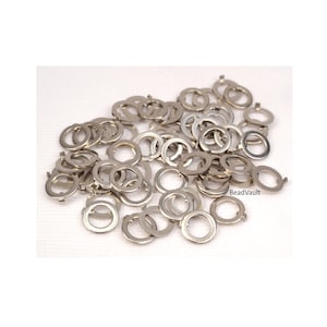 Stainless Steel Tabbed Washers, DIY Steampunk Washers, Industrial Jewelry Supplies, 40 Loose Washers, Jewelry Making Metal Washers (F191) image 1