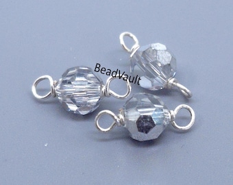 Metallic Silver & Clear Crystal Connectors, Two Tone Platinum Crystal Links, Silver Add On Jewelry Extenders, Destash Craft Supplies