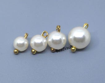 Pale Pink Ball Bead Jewelry Charms, Glass Pearl Bracelet Charm, Light Pink Earring Making Charms, Jewelry, Destash Pink Sphere Beads (H1361)