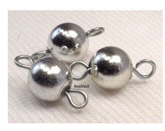 Silver Bead Link, Vintage Silver Acrylic Connector, DIY Jewelry Making Supply, Craft Supplies, Destash Add On Silver Links (H568)