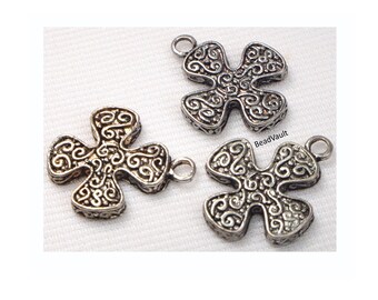 Dijes de cruz de plata antigua, dijes de cruz rústica de plata texturizada de 1", suministros para la creación de joyas DIY, cruces de desguace (C180)