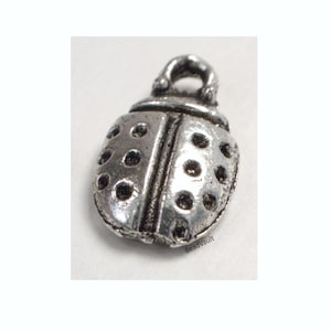 Lady Bug Charm, Vintage Lady Bug Charms For Jewelry Making, Destash Metal Charms, Retro Silver Bug Charm (C147)