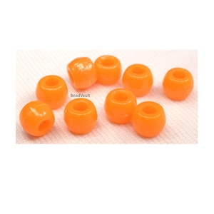 Orange Pony Beads, Large Hole Orange Beads, Retro Jewelry Making Supplies, 20 Orange Plastic Beads, Vintage Craft Supplies, Destash (L174)