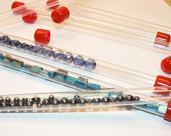4 Clear Plastic Tube Containers, Bead Containers, Storage Tubes, Supplies, Tube Set, Organize Containers, Destash (S378)