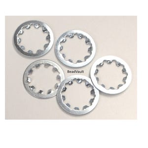 Stainless Steel Tabbed Washers, Industrial Jewelry Supplies, 10 Stainless Steel Washers, Jewelry Making Supply, Steampunk Washers (F35)