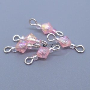 Pink AB Bead Connectors, Baby Pink Add On Jewelry Extenders, Little Jewelry Connectors, DIY Jewelry Making Supplies, Destash Supply (H275)