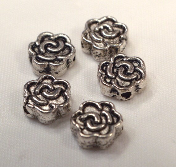 Antique Silver Metal Flower Beads Metal Flower Bead Jewelry Etsy