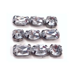 Rhinestone Crystal Bar Spacers, 4 Piece Gunmetal Spacers, Jewelry Making Supply, Vintage Bead Spacer Charms, DIY Craft Supply, Destash (F81)