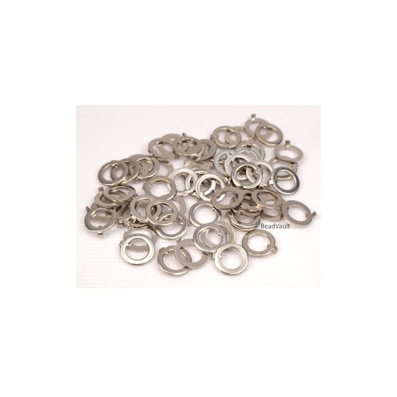Stainless Steel Tabbed Washers, DIY Steampunk Washers, Industrial Jewelry Supplies, 40 Loose Washers, Jewelry Making Metal Washers  (F191)