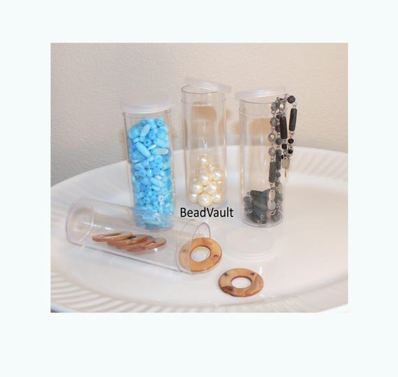 Hard Plastic Clear Tube Containers With Lid, Bead Containers, Storage Tubes, Supplies, Organize Containers, Destash Craft Containers (S1)