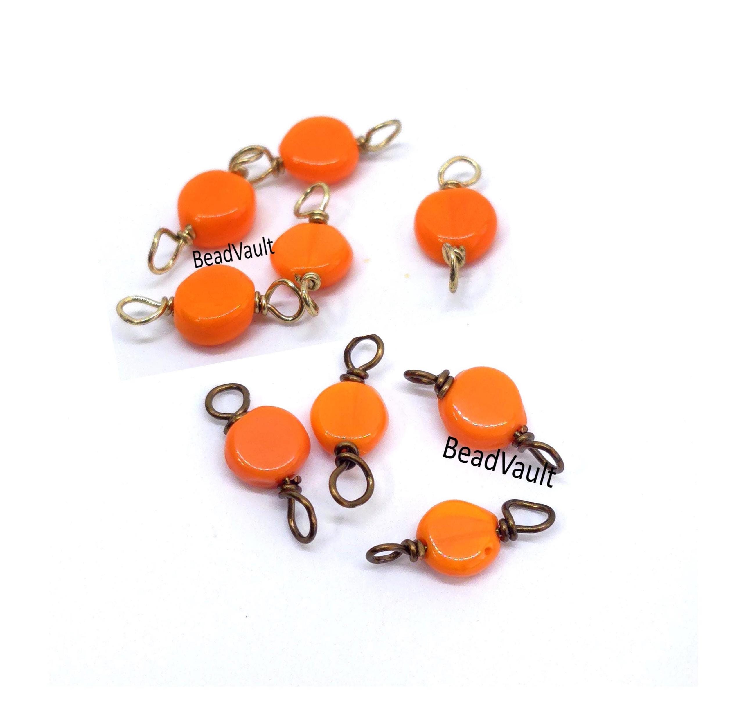アクセサリー orange Orange Connector Links, Tangerine Orange Jewelry Links, 2 Piece