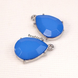 Blue Teardrop Charms, Vintage Blue Jewelry Charm Supplies, Add On DIY Craft Charms, Charms For Jewelry Making, Craft Supplies (C300)